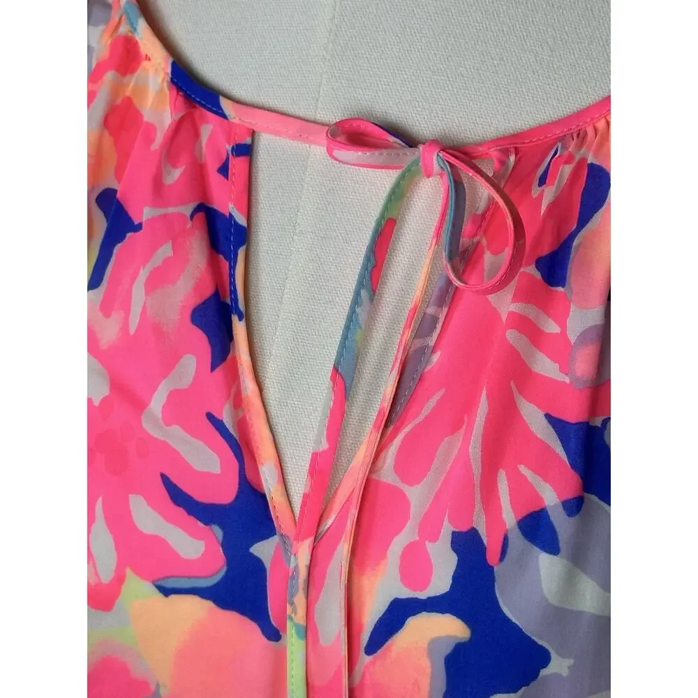 LILLY PULITZER Willa Peasant Blouse Hermosa Print Rayon New $128